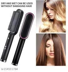 ByeArrow Hair Straightener brush for Women & Men, Hair Styler, Straightener Machine Brush/PTC Heating Electric Straightener with 5 Temperature Control (Multi colour)